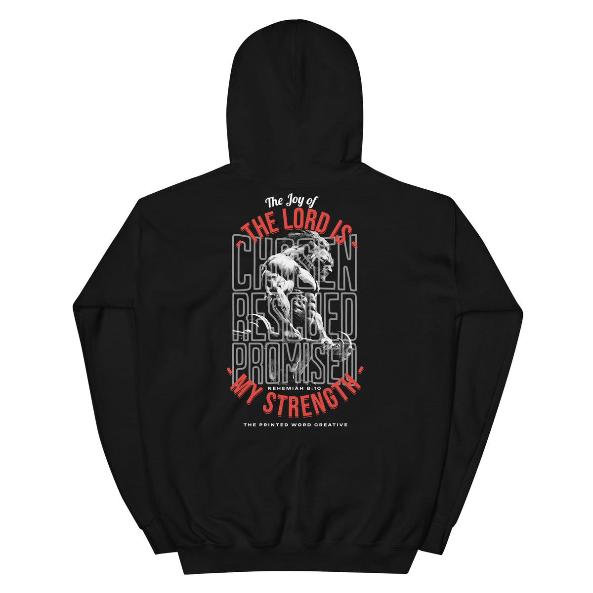 The Joy of the Lord garment, back view with the full print