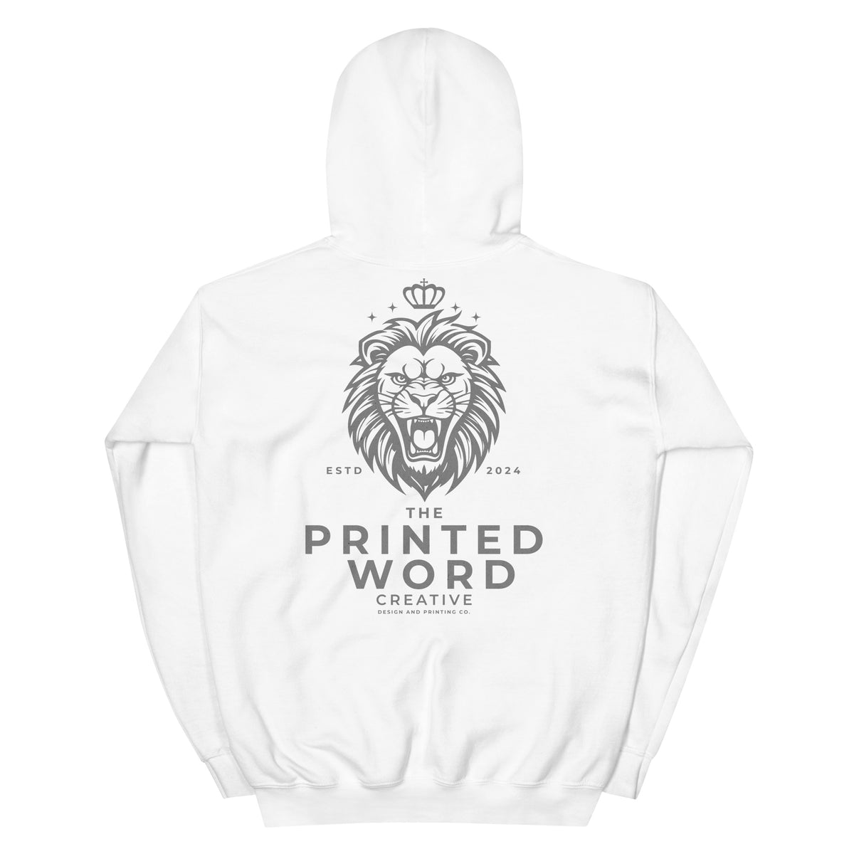 The Printed Word Lion garment, back view with the full print