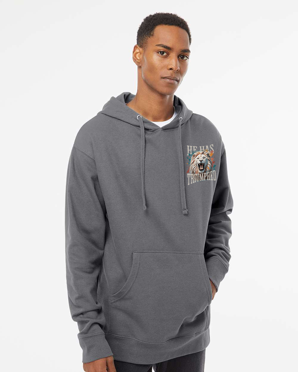 He Has Triumphed - Midweight Hooded Sweatshirt - Charcoal