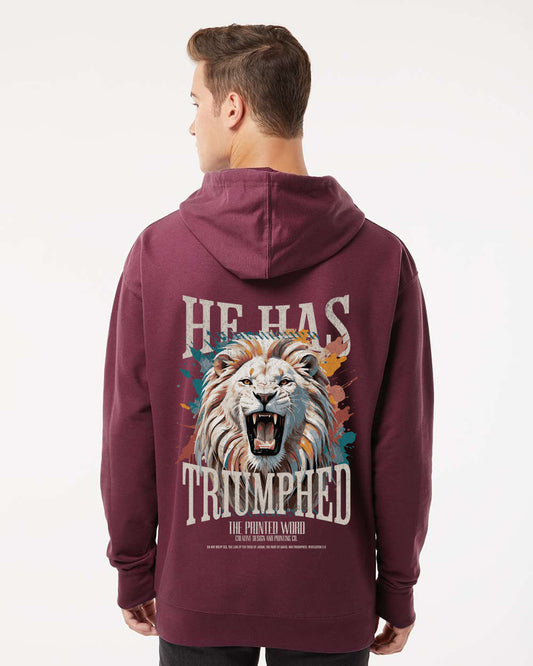 He Has Triumphed - Midweight Hooded Sweatshirt - Maroon