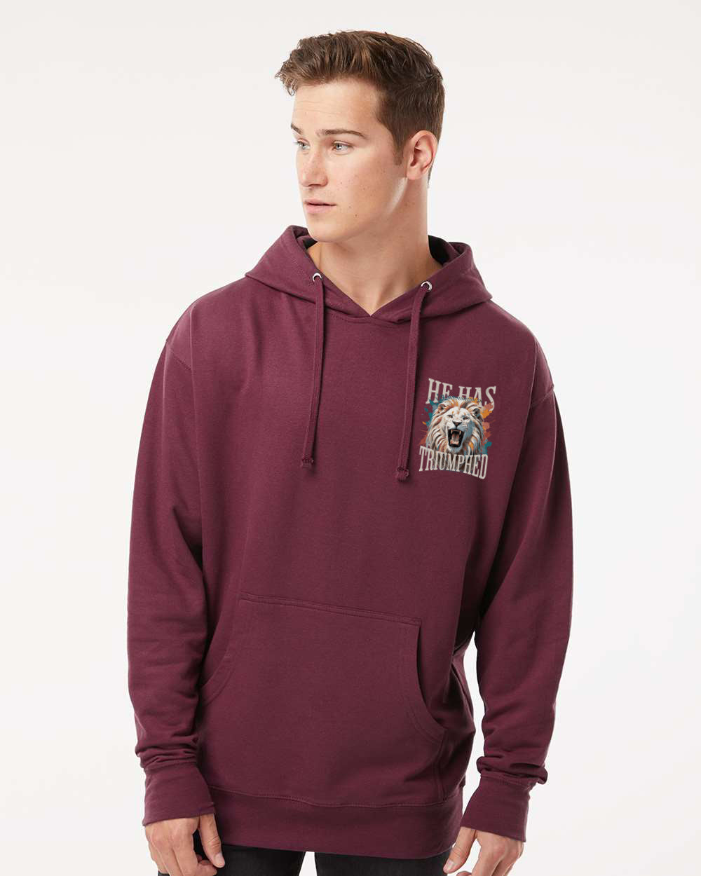 He Has Triumphed - Midweight Hooded Sweatshirt - Maroon