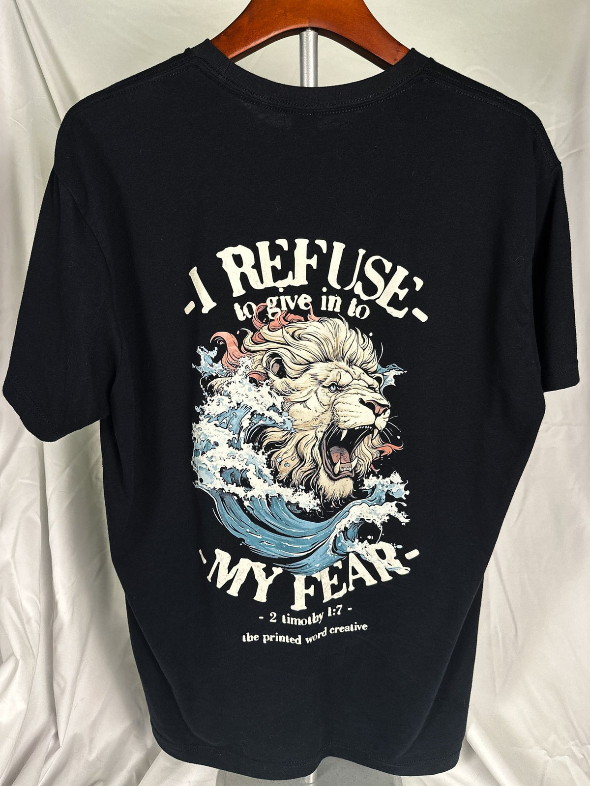 I Refuse tee on a hanger, back print