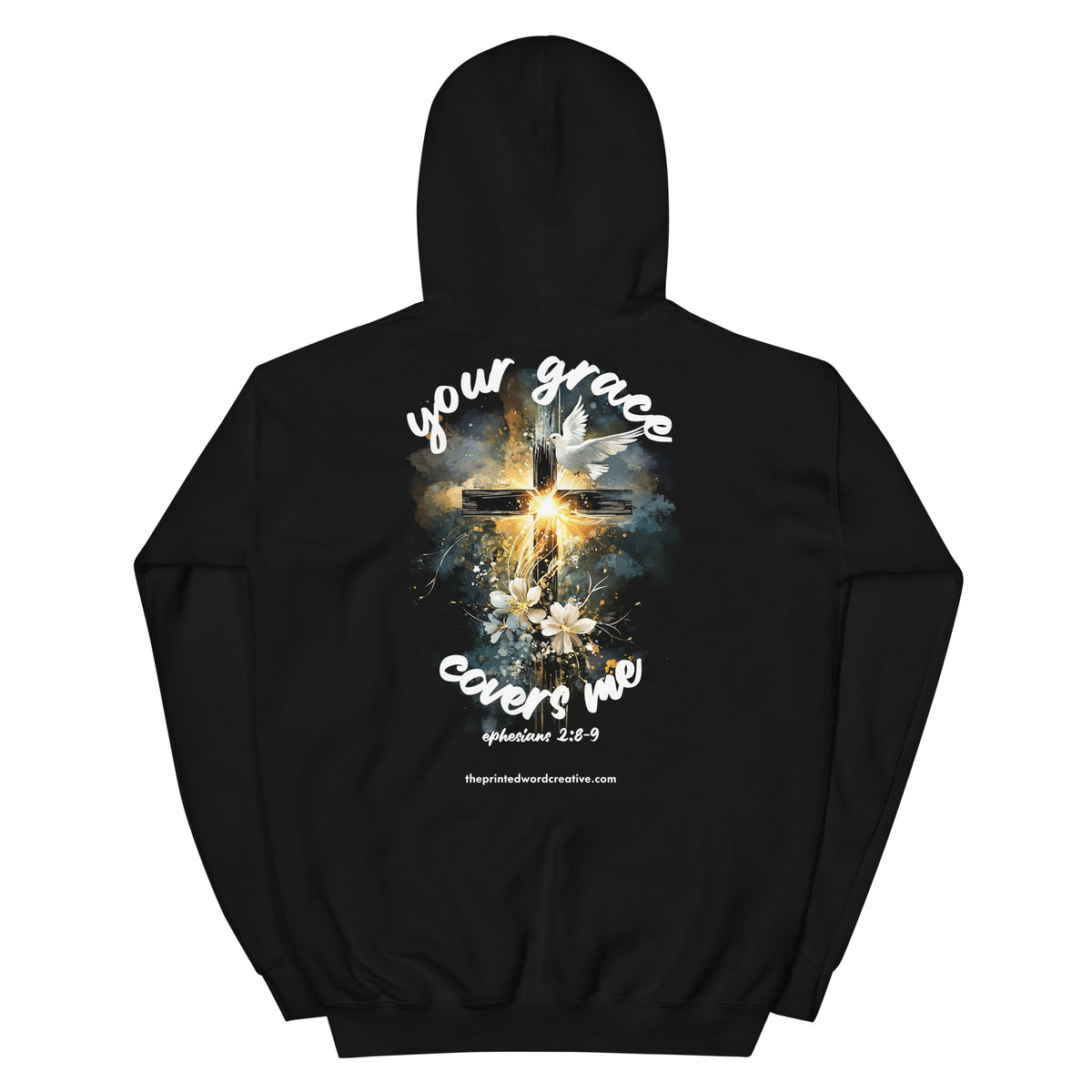 Your Grace garment, back view with the full print